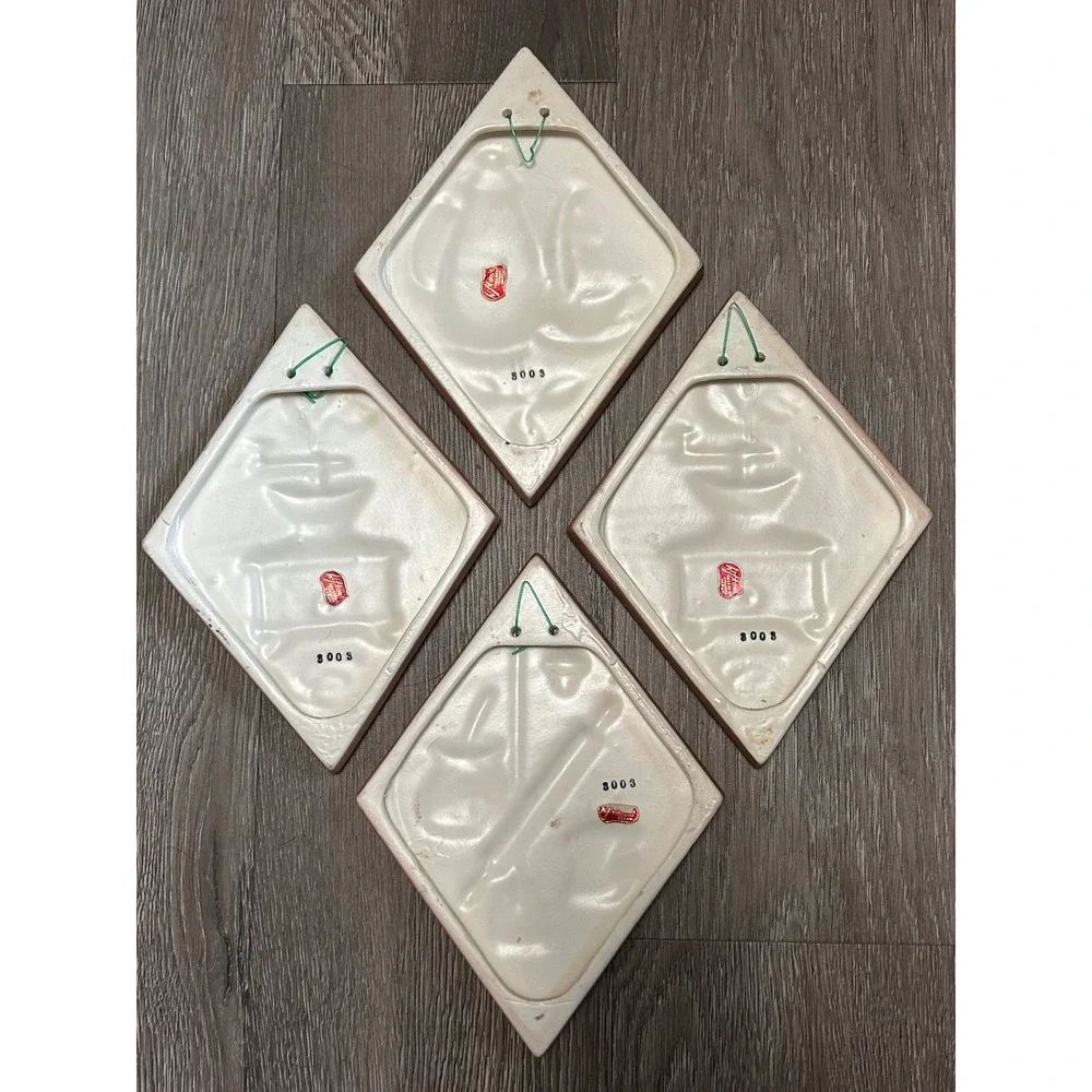 Vintage Lefton Ceramic Wall Plaques Set 4 Coffee Grinder Pot Kitchen Japan 60s
